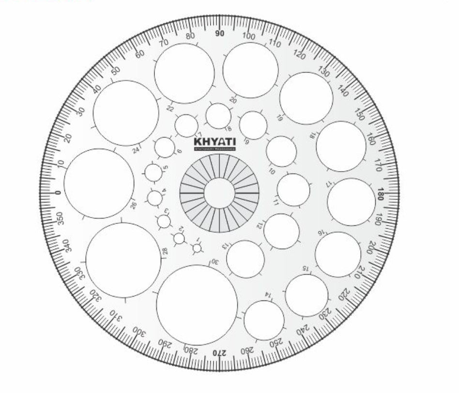 Khyati Protractor 360 degree Pro Circle with Circle Stencil