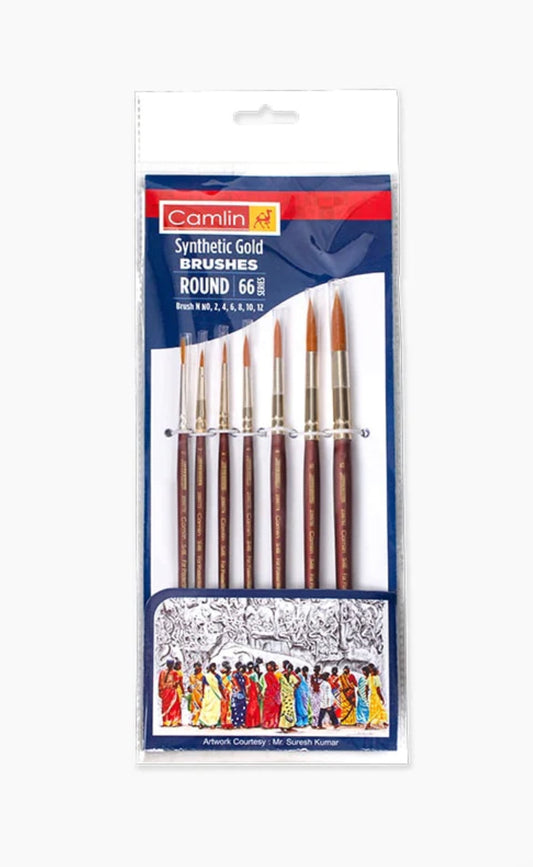 Camlin Synthetic Gold Round Brush Set of 7