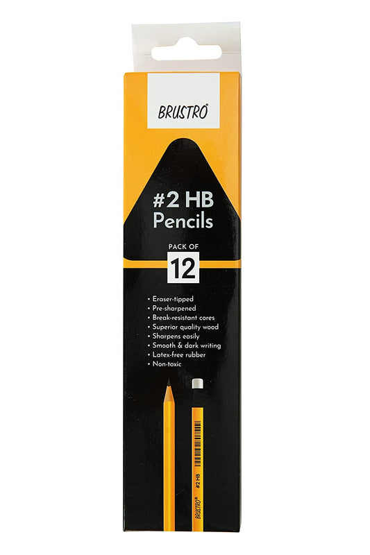Brustro 2 HB Extra Dark Pencil With Eraser Tip (Pack of 12)