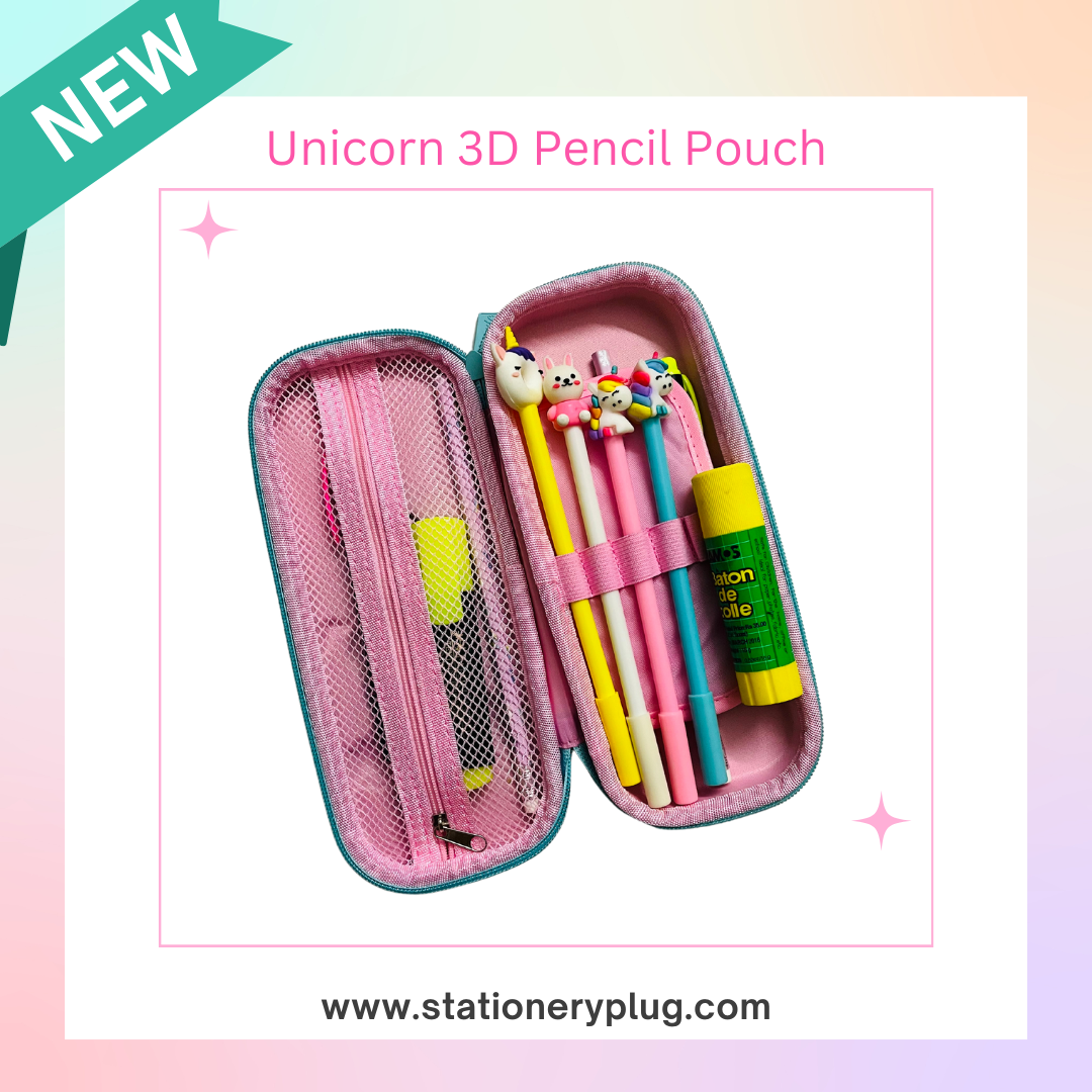 3D Unicorn Cover Large Capacity Pencil Case with Compartments