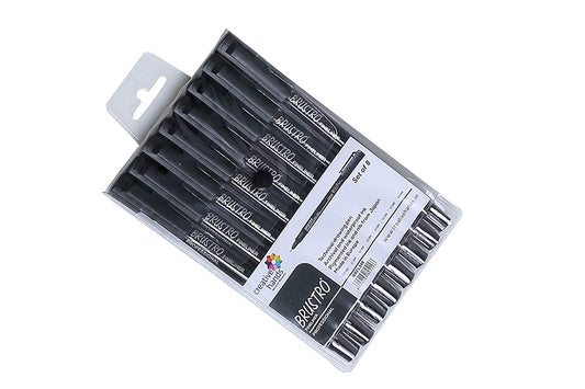 Brustro Professional Pigment Fineliner | Black | Set of 8