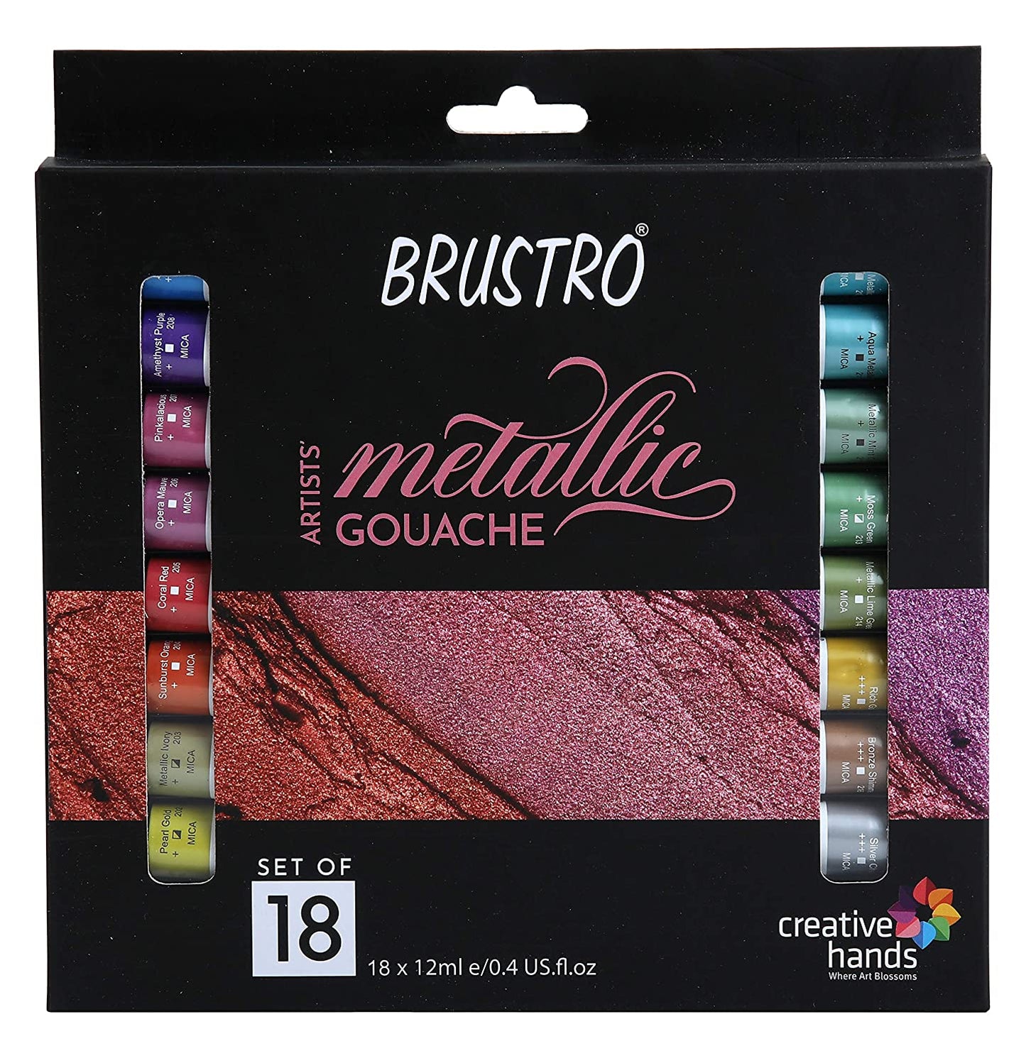 Brustro Artists Metallic Gouache Set of 18 | 12ml Tubes