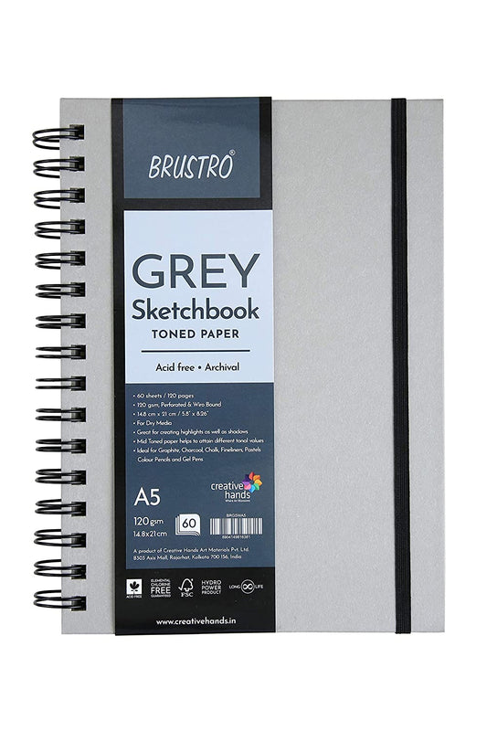 Brustro Grey Sketchbook, Wiro Bound