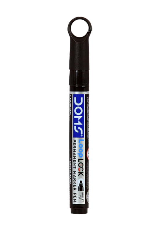 Doms Permanent Marker Black with Loop Lock