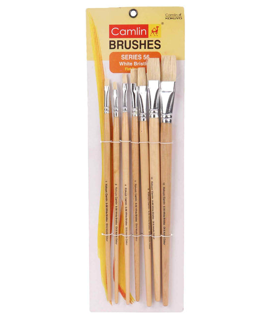 Camlin Brushes Series 56 White Bristles Flat Brush