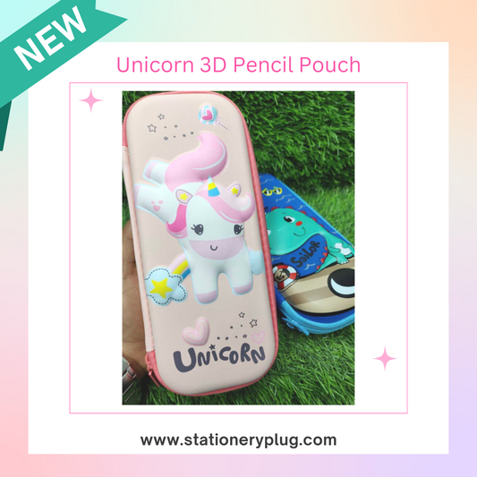 3D Unicorn Cover Large Capacity Pencil Case with Compartments - Light Pink