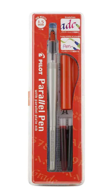 Pilot Parallel Pen 2-Color Calligraphy Pen Set, with Black and Red Ink Cartridges, 1.5 mm Nib