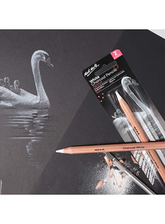 Mont Marte White Charcoal Pencil Set of 2