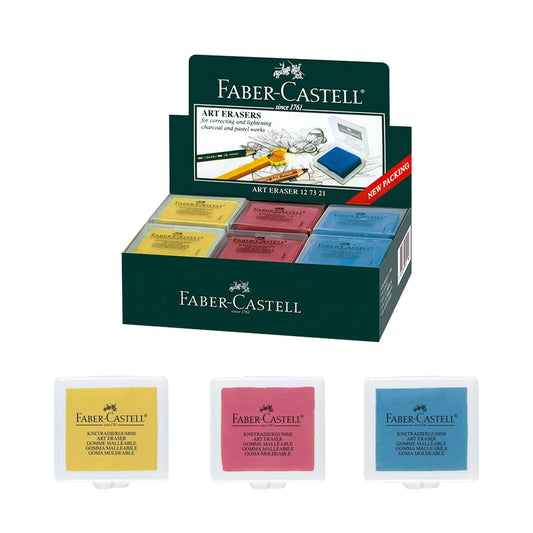 Box of 18 Faber-Castell Kneadable Art Eraser, Yellow, Red, Blue (127321)