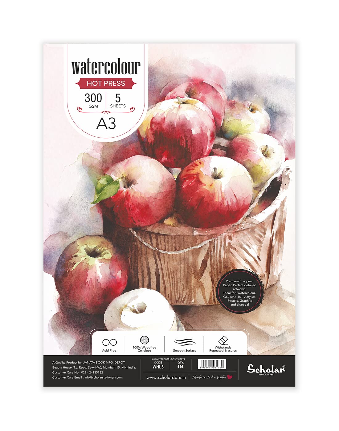 Scholar Watercolour Hot Pressed Loose Sheets 300 GSM