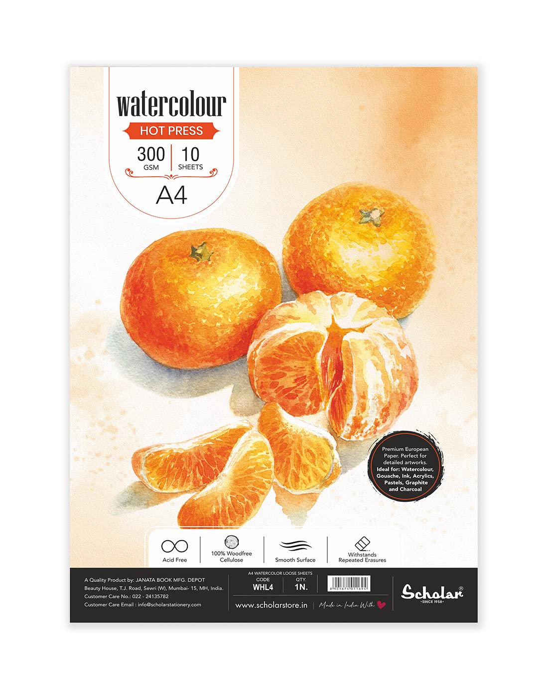 Scholar Watercolour Hot Pressed Loose Sheets 300 GSM